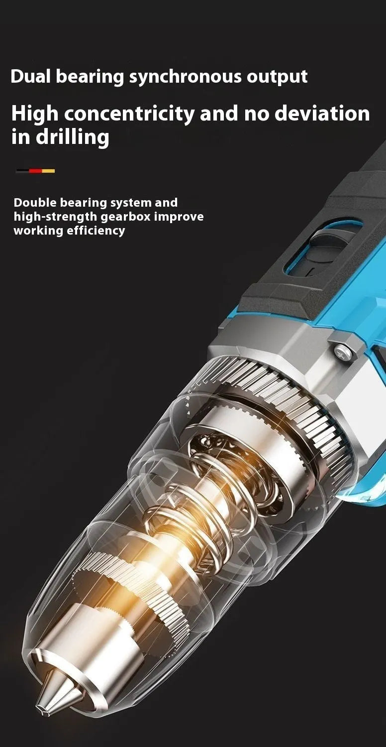 12V dual speed impact pistol drill electric screwdriver set in luxury packaging with plastic storage box
