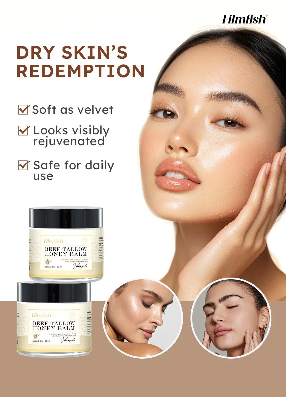 60ml jar of honey moisturising cream for body skincare