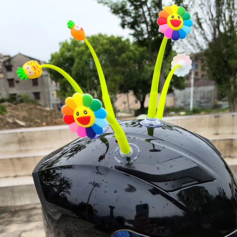 Silicone sunflower helmet decoration with suction cup mounting