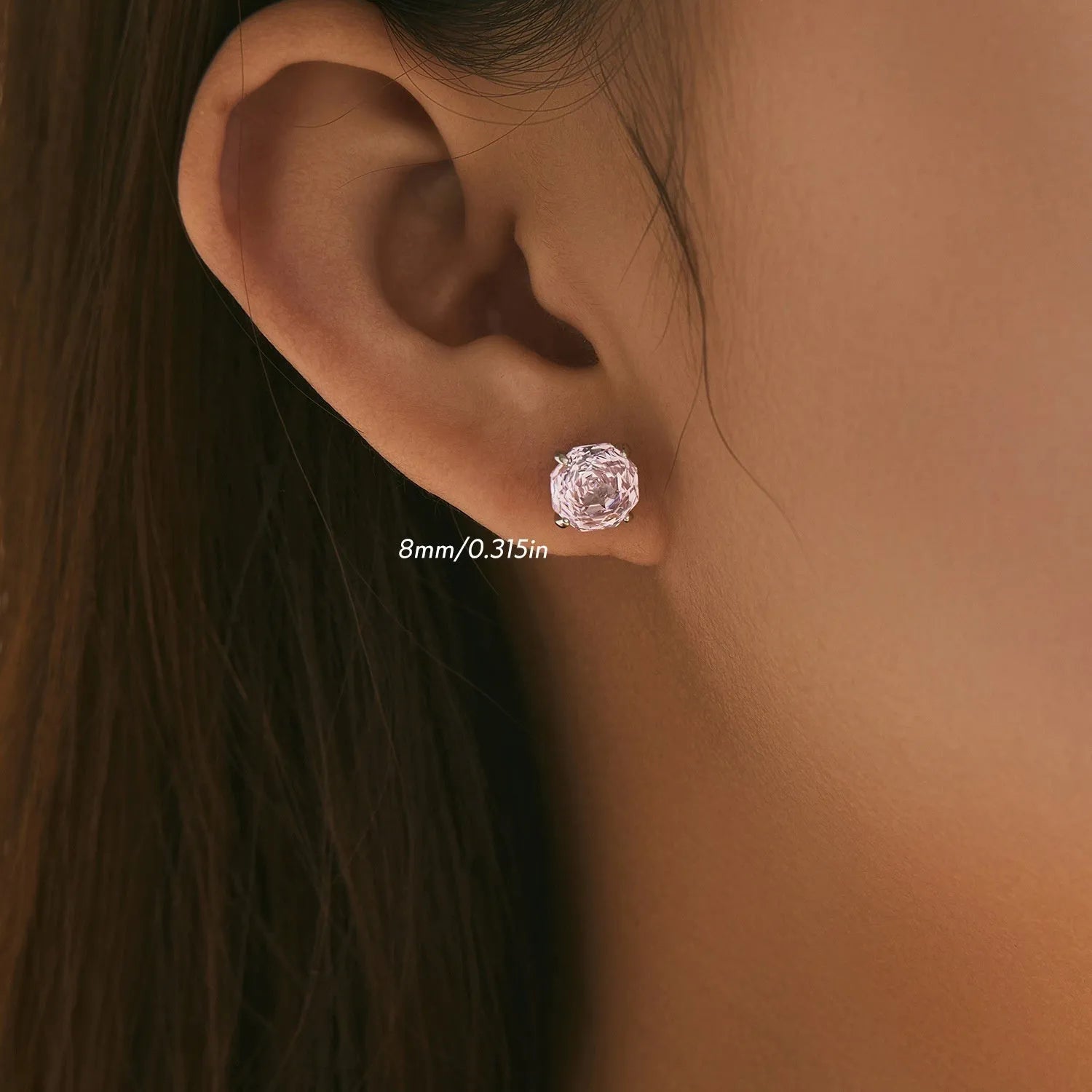 S925 sterling silver rose flower stud earrings in 6mm and 8mm sizes