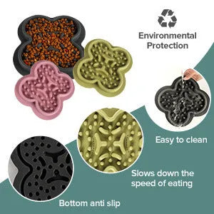 Silicone pet licking pad slow feeder mat in blue, 19cm by 21cm with non-slip base