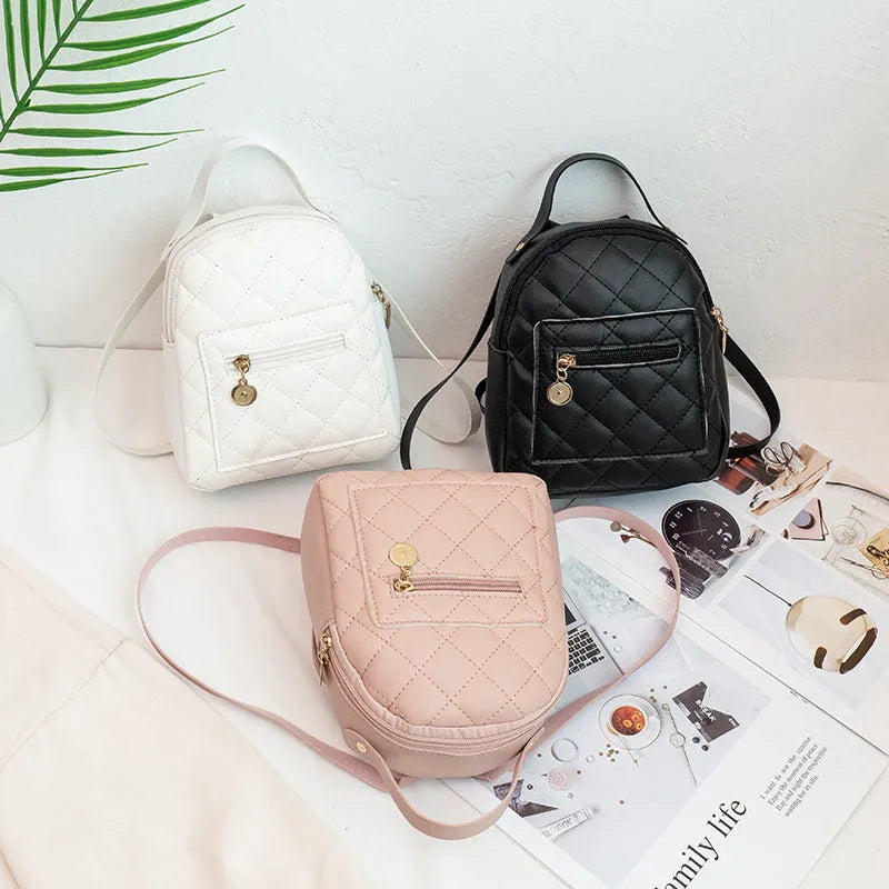 Korean style embroidered girls backpack in square shape with soft carry handle