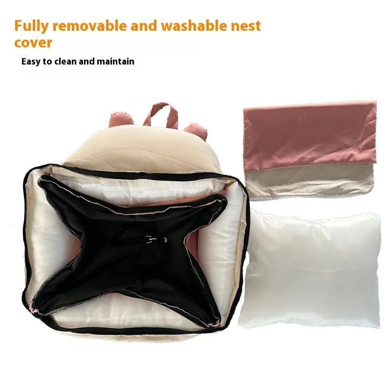 Removable washable car kennel for dogs in vehicle, showing two size options and four colour variations