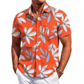 Men's slim fit cardigan style shirt with short sleeves in four-sided elastic polyester fabric