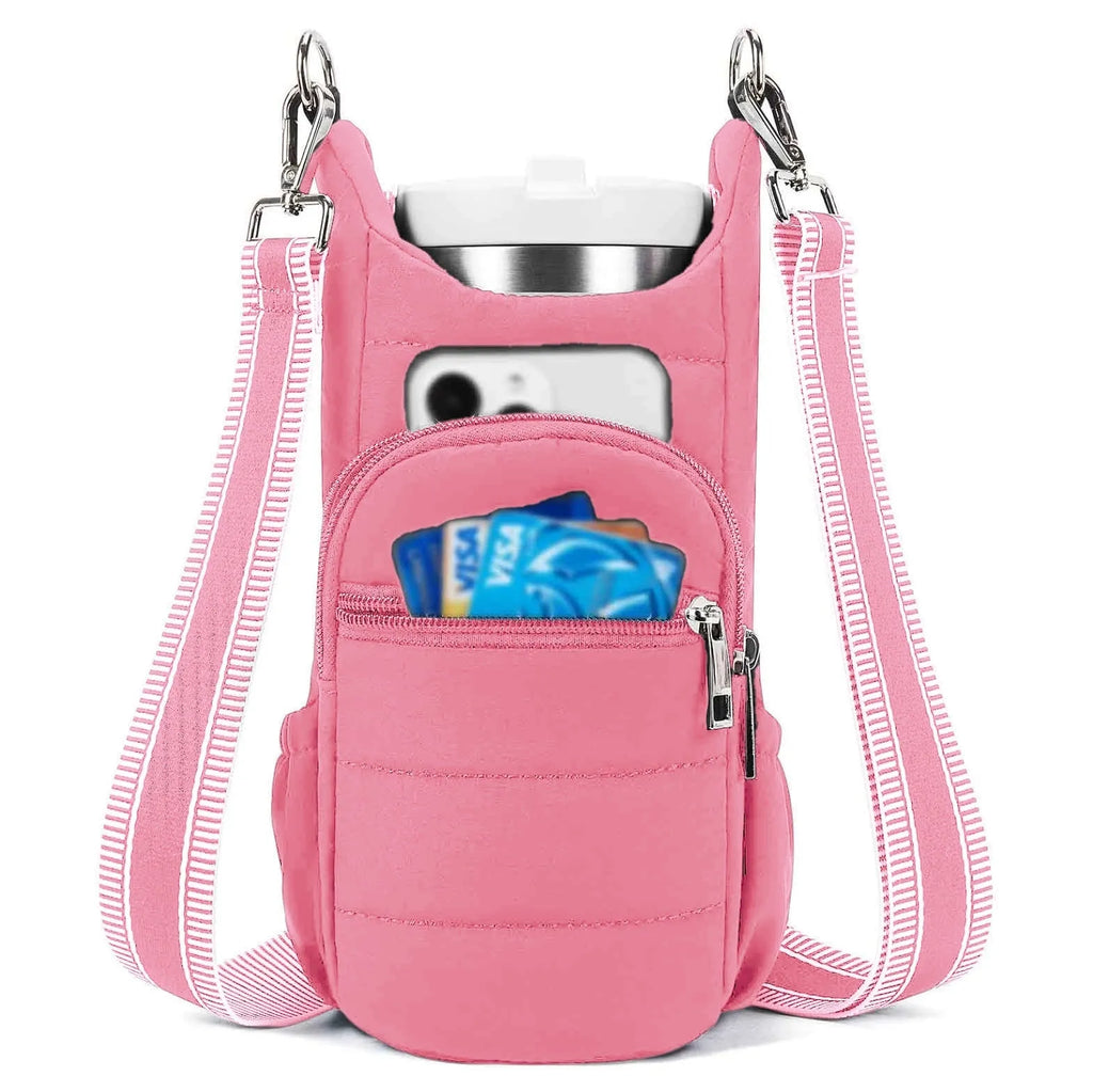 Water bottle kettle bag for bicycle mounting in black pink beige colours