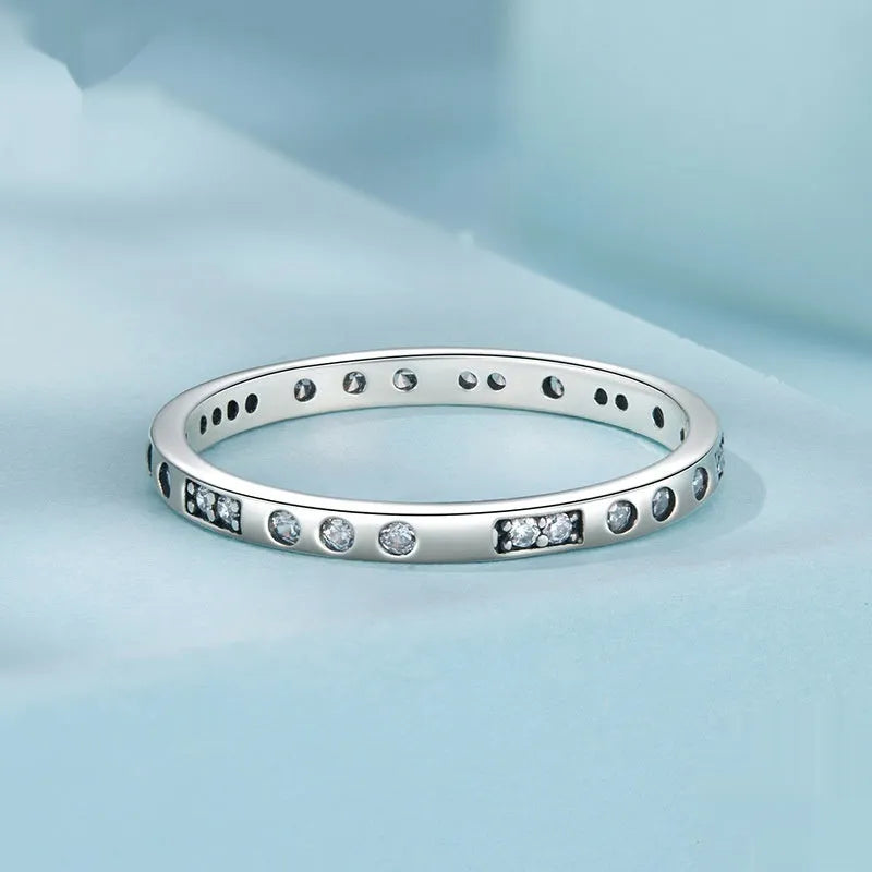 Oxidised black silver ring with Moss Password I Love You design on a simple band.