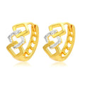 Gold geometric hollow-out earrings with colour separation detail on ear clip