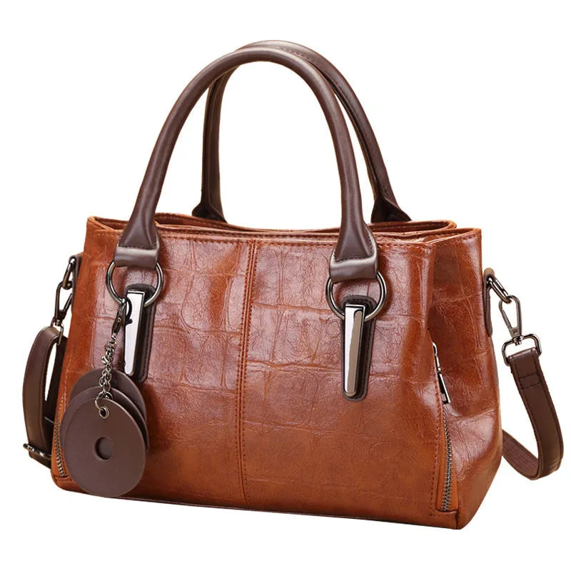 Retro contrasting colour PU shoulder bag with horizontal square shape and single strap