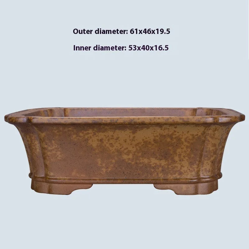 Purple sand rectangular segmented flowerpot with hand-changed design and double pumping angle.