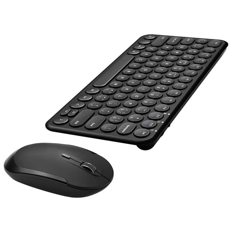 Ultra-thin wireless keyboard and optical mouse set in black colour with USB receivers