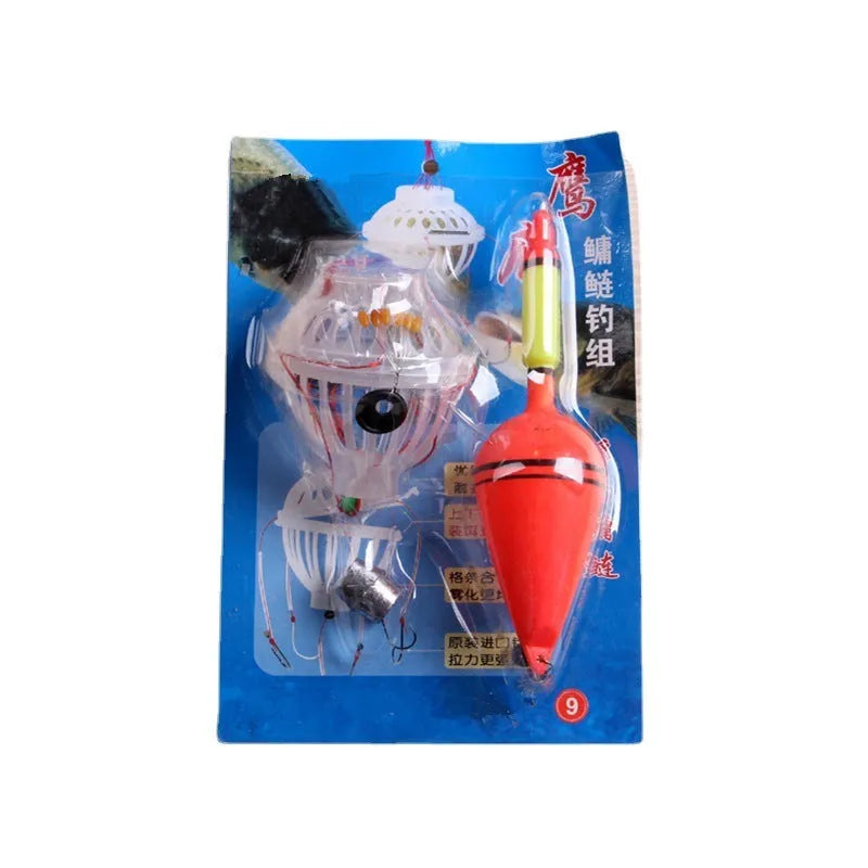 Silver carp bighead fishing set with double buckle explosive hook and barbed No. 9 fishhook