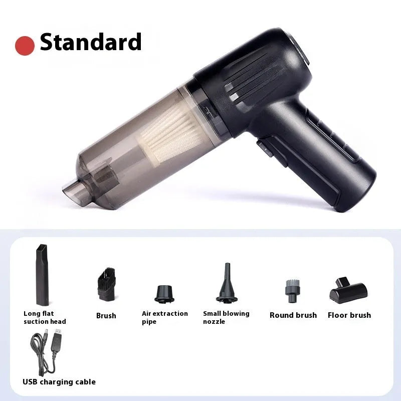 Handheld wireless pet vacuum cleaner with attachments for removing cat and dog hair.