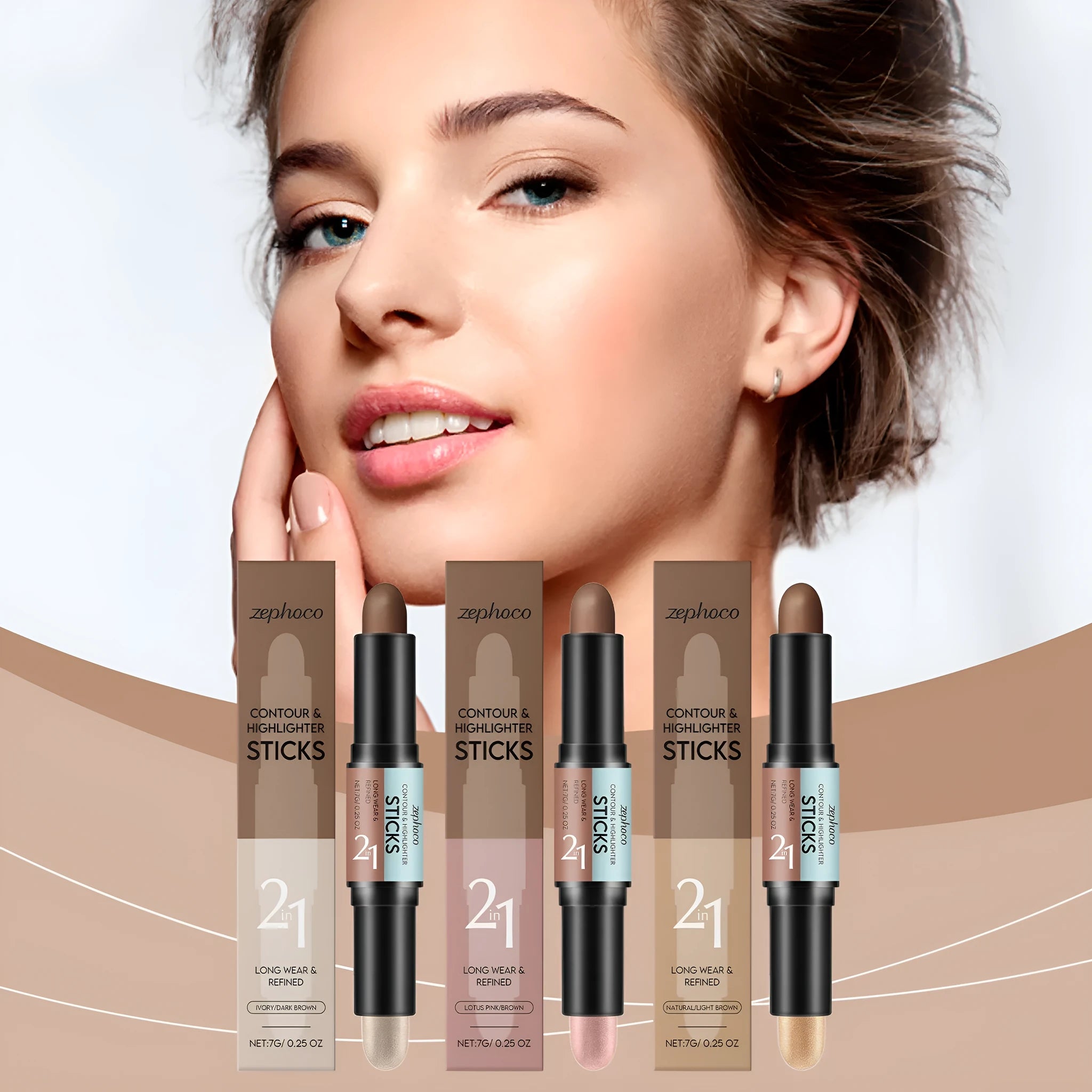 2-in-1 eyebrow highlighter and repair pencil in natural shades for brow definition