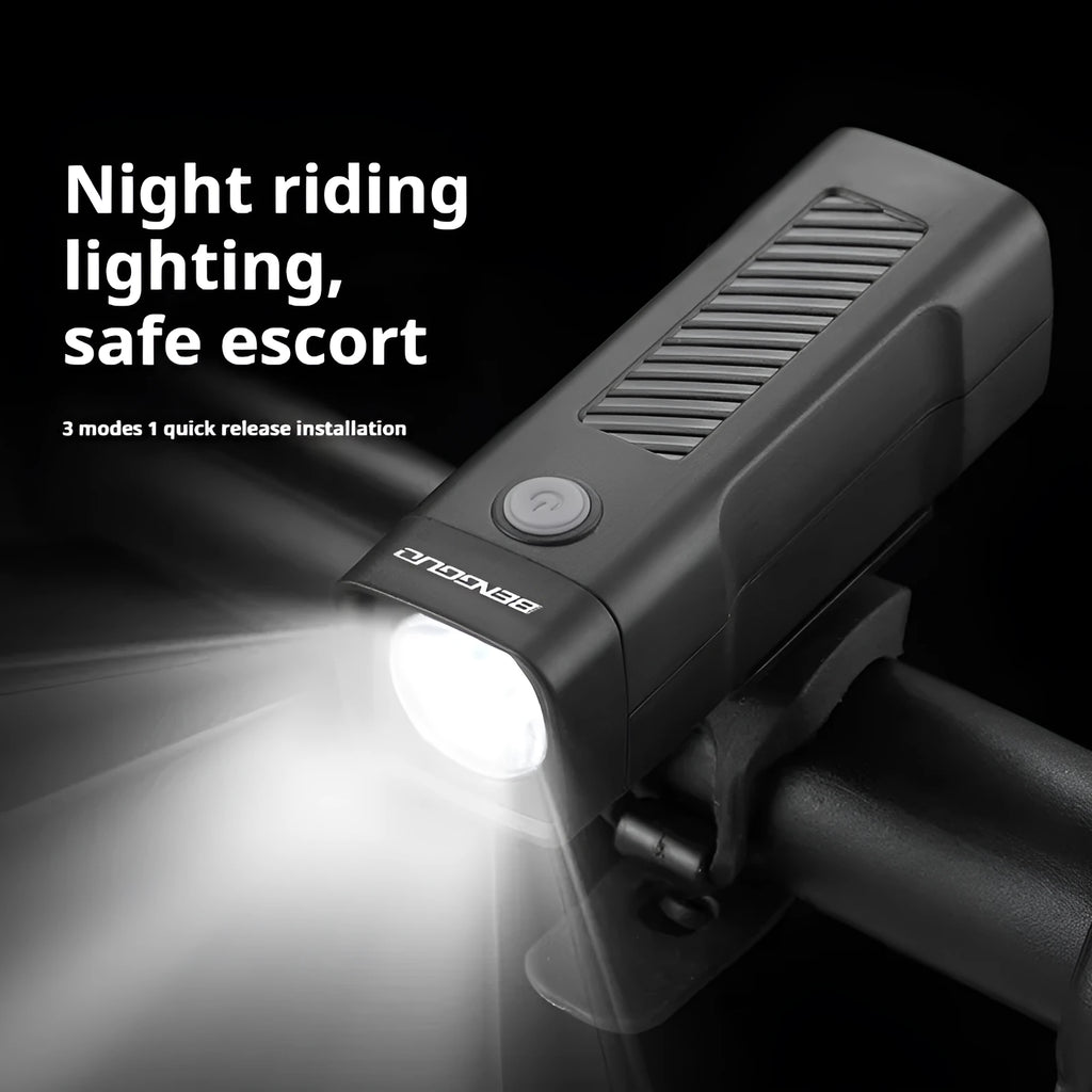 USB rechargeable bicycle headlight with 100 lumens brightness on handlebar