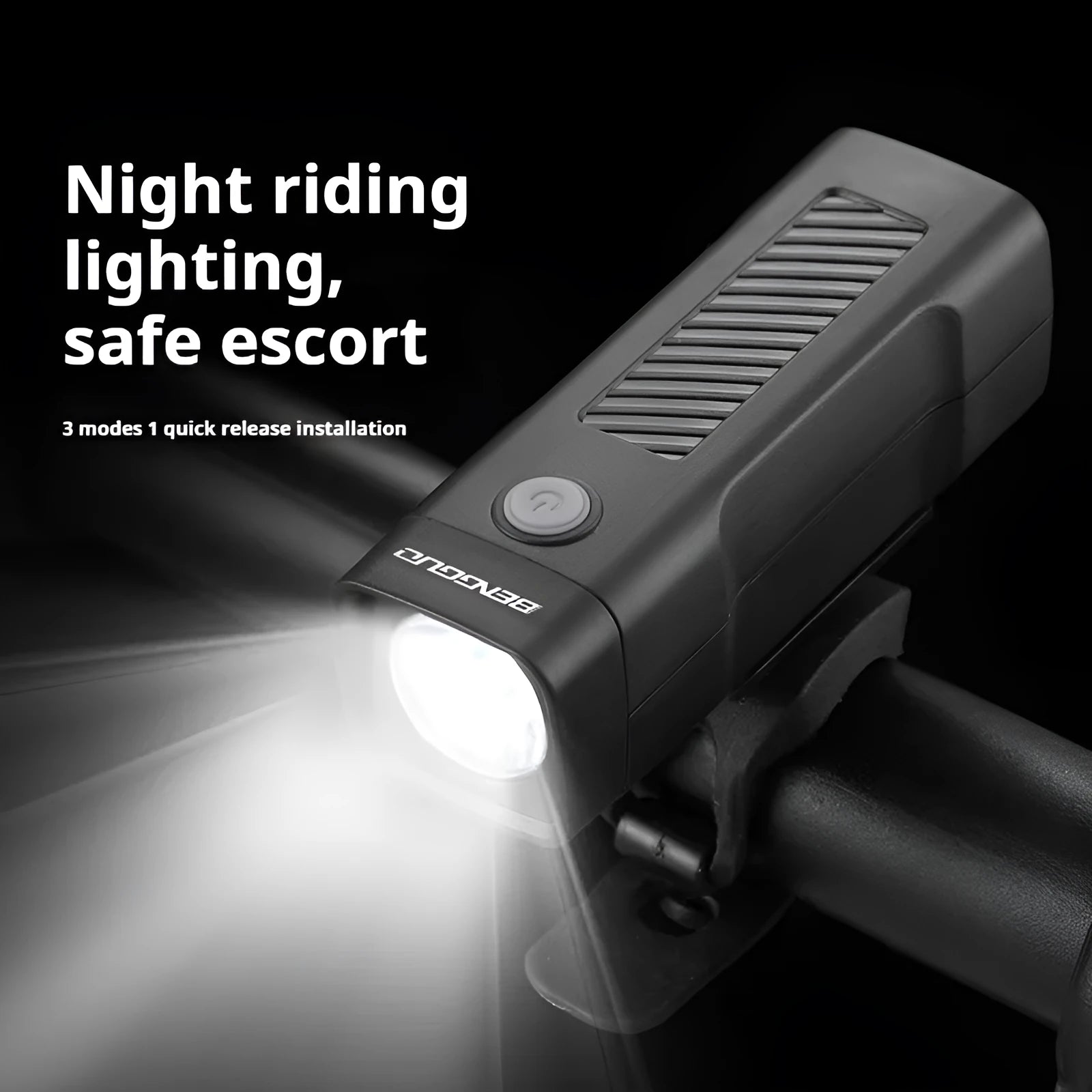 USB rechargeable bicycle headlight with 100 lumens brightness on handlebar