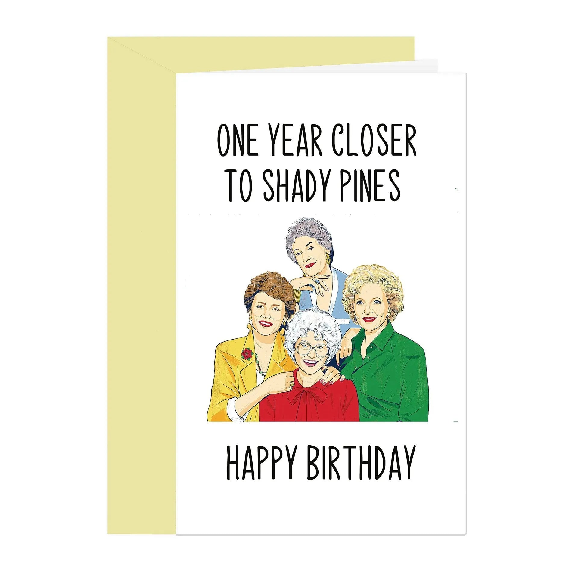 Simple modern birthday greeting card with coloured envelope options in two different sizes.