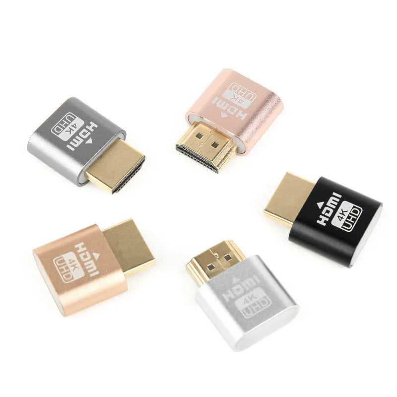 26.5mm HDMI graphics card dummy load adapter for virtual display simulation in various metallic colours