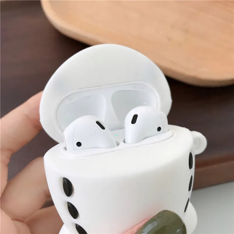 Cartoon airplane headset design silicone flip case for Apple AirPods 1st and 2nd generation with carry hook