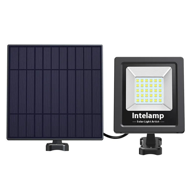 Outdoor solar courtyard light with IP65 waterproof rating showing solar panel and LED illumination