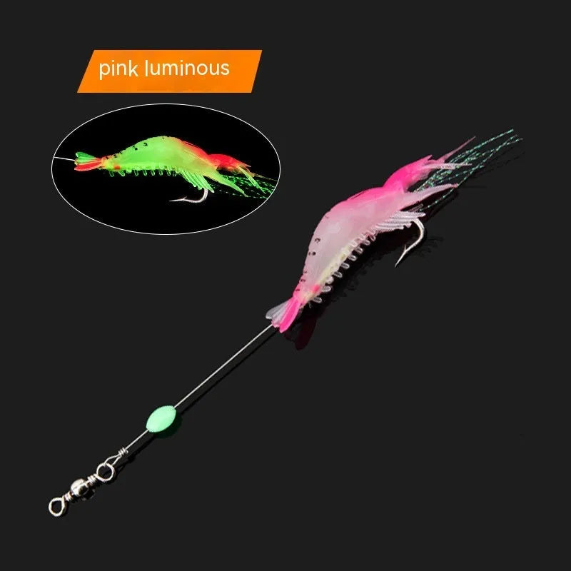 Luer soft plastic fishing lure with hook in six colour variations including luminous options