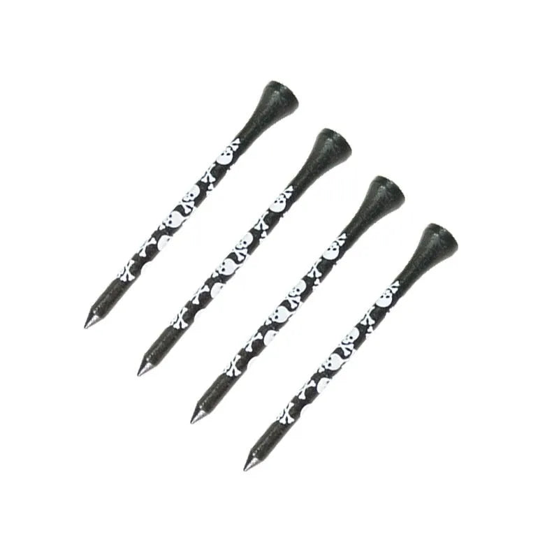 Black skull print bamboo dowel pins for golf accessories in 70mm and 83mm lengths