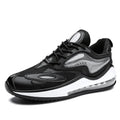 Men's Space Black casual summer shoes with height increase and breathable air cushion on a rubber sole