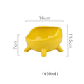 Green ceramic pet food bowl with four stabilising legs and wide opening