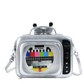 PU snack square cross-body bag with antenna bow and detachable strap in Black Pink colour