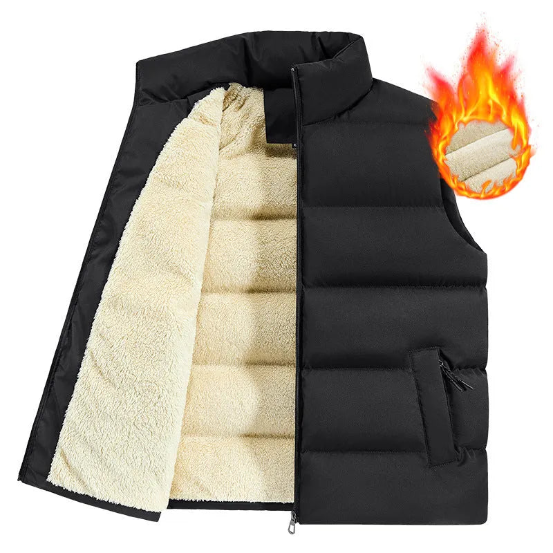 Men's striped lambswool vest in black colour showing waistcoat design with autumn winter styling
