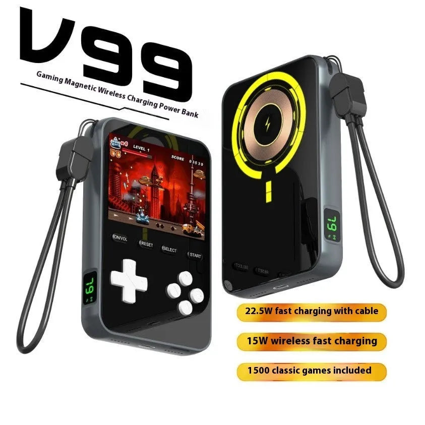 Game Machine portable battery 15W magnetic wireless fast charger in Black