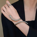 Twisted snake design ring and bracelet set in electroplated gold or silver metal