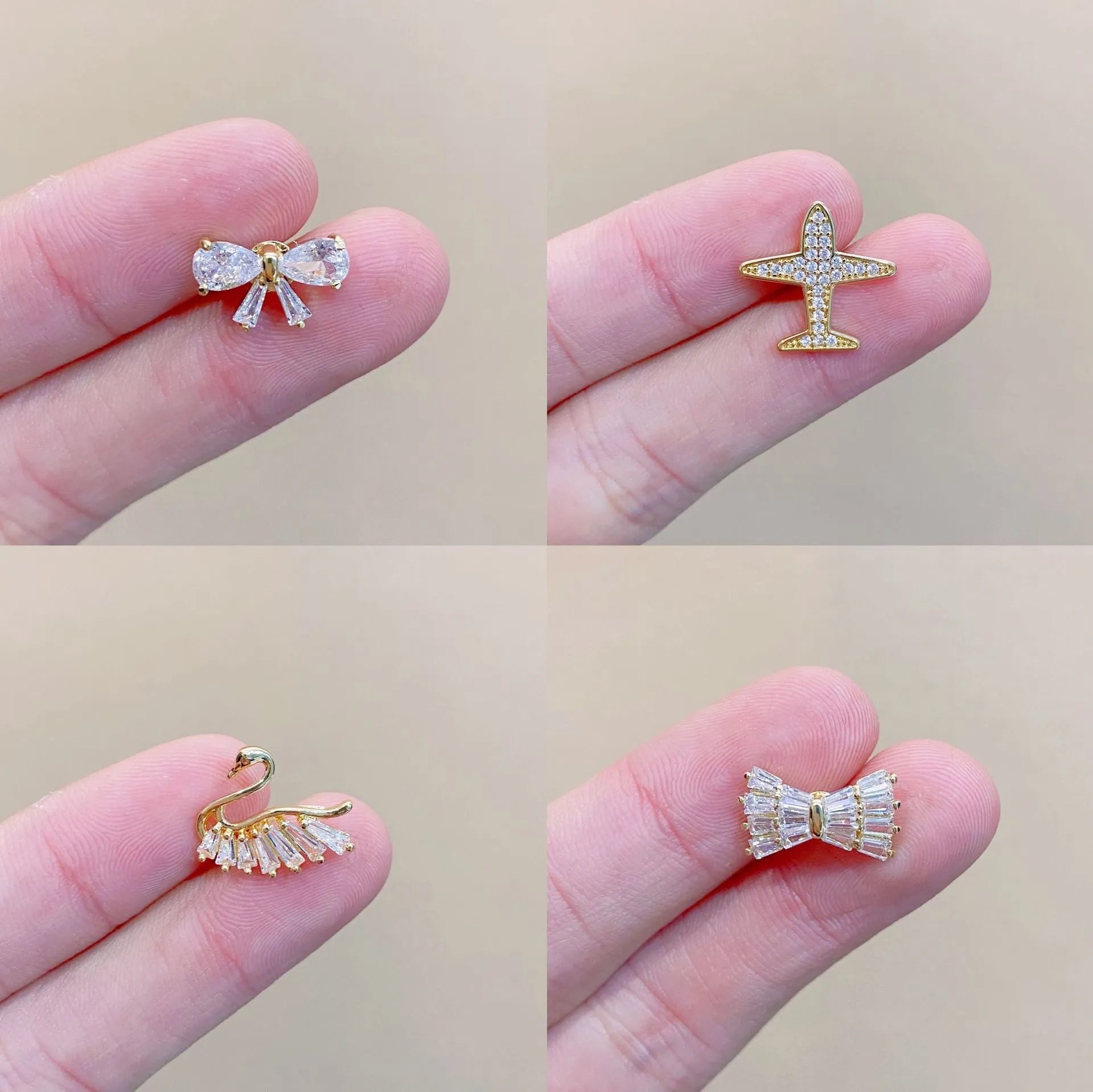 Japanese cute fixed decorative brooch with geometric design in electroplated copper, showing colour options