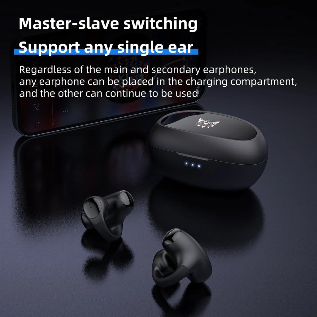 T306 black and white Bluetooth clip-on sports gaming headset with ear hook design