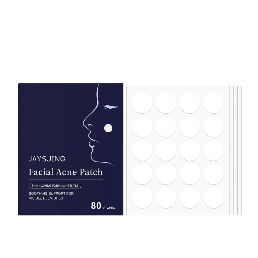 Transparent hydrocolloid acne patches in 80-count pack for facial blemish treatment