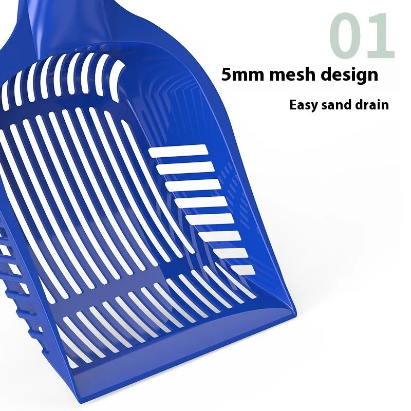 Red, yellow, and blue PP plastic cat litter scoops in small and medium sizes for cleaning plastic toilets