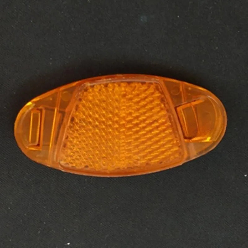 Yellow and white bicycle spoke reflector measuring 7.2cm by 3.5cm for front and rear wheel safety