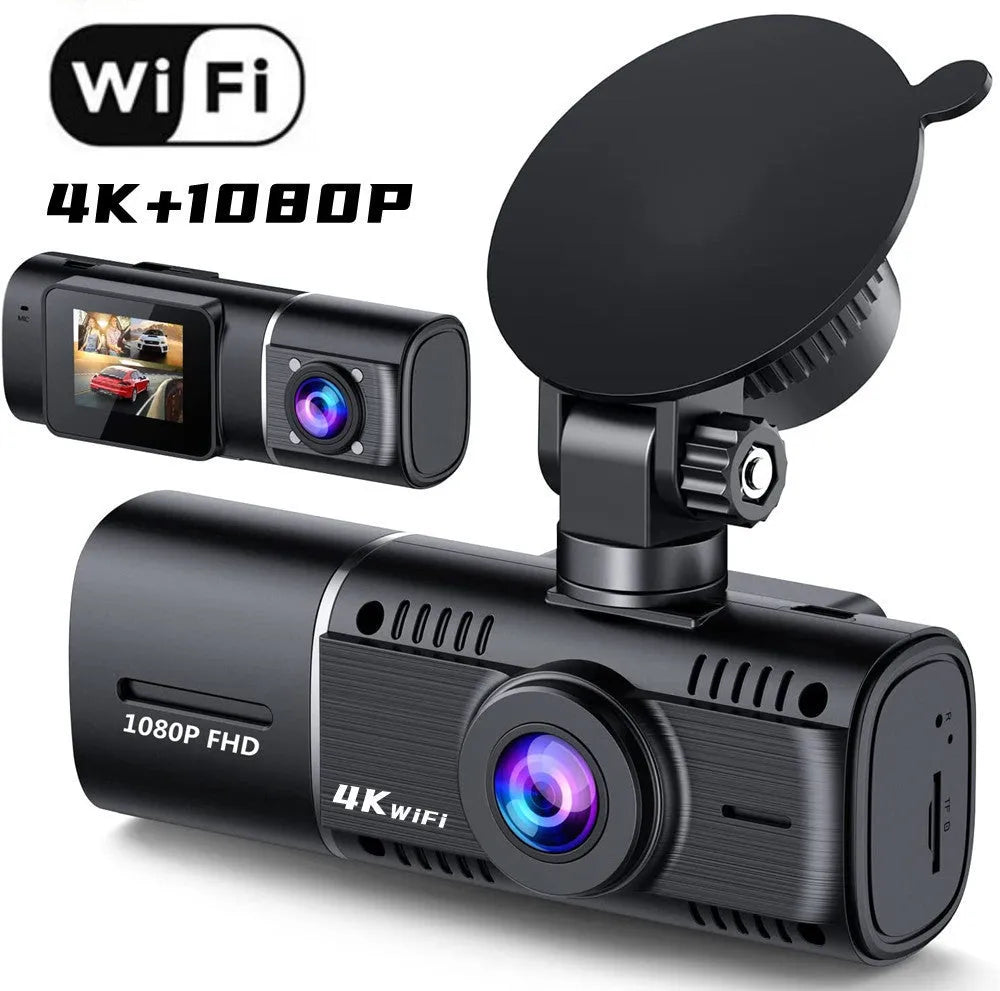 Standard black 1080p dash cam with 1.5-inch screen shown with car charger and mounting stand.