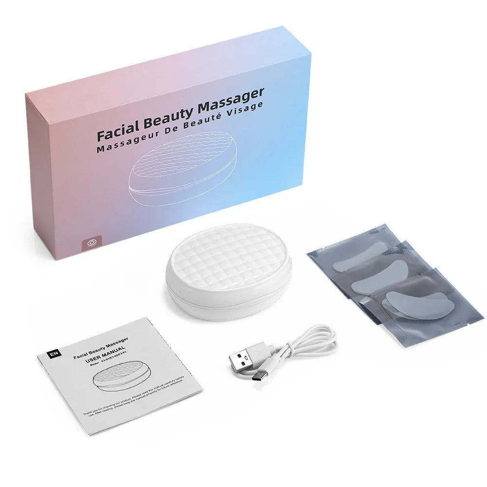 White wireless red light EMS eye and facial beauty massager device