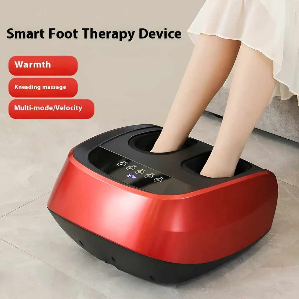 Flip automatic foot massager in black on a white background, showing controls for timer and functions.