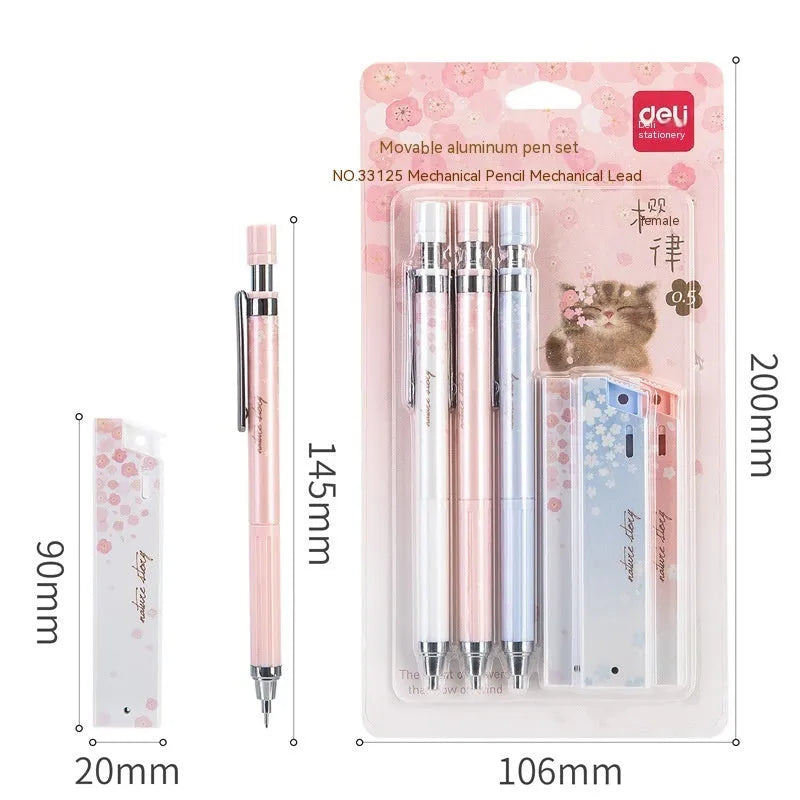 Mixed colour cartoon automatic pencils with Sakura design and HB refill boxes