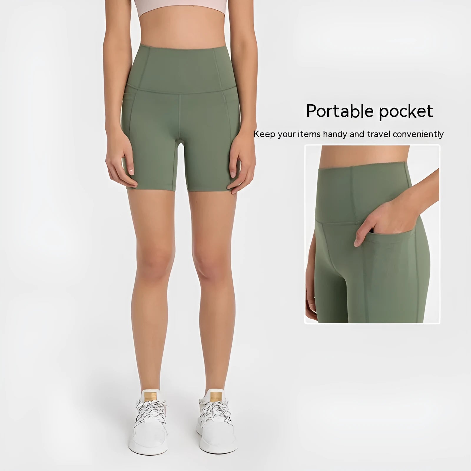 Women's black sport shorts with super stretch fabric and mid-thigh length.