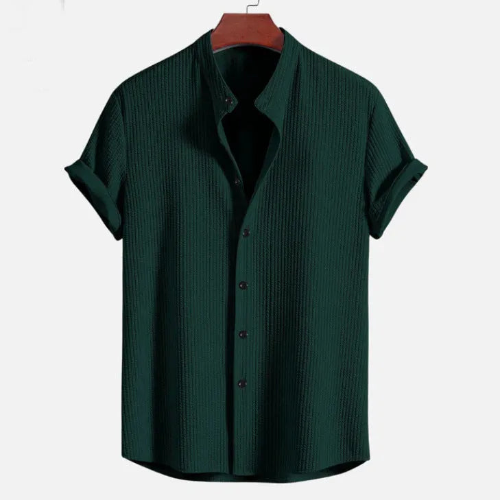Men's loose fit short sleeve polyester summer shirt in multiple colour options