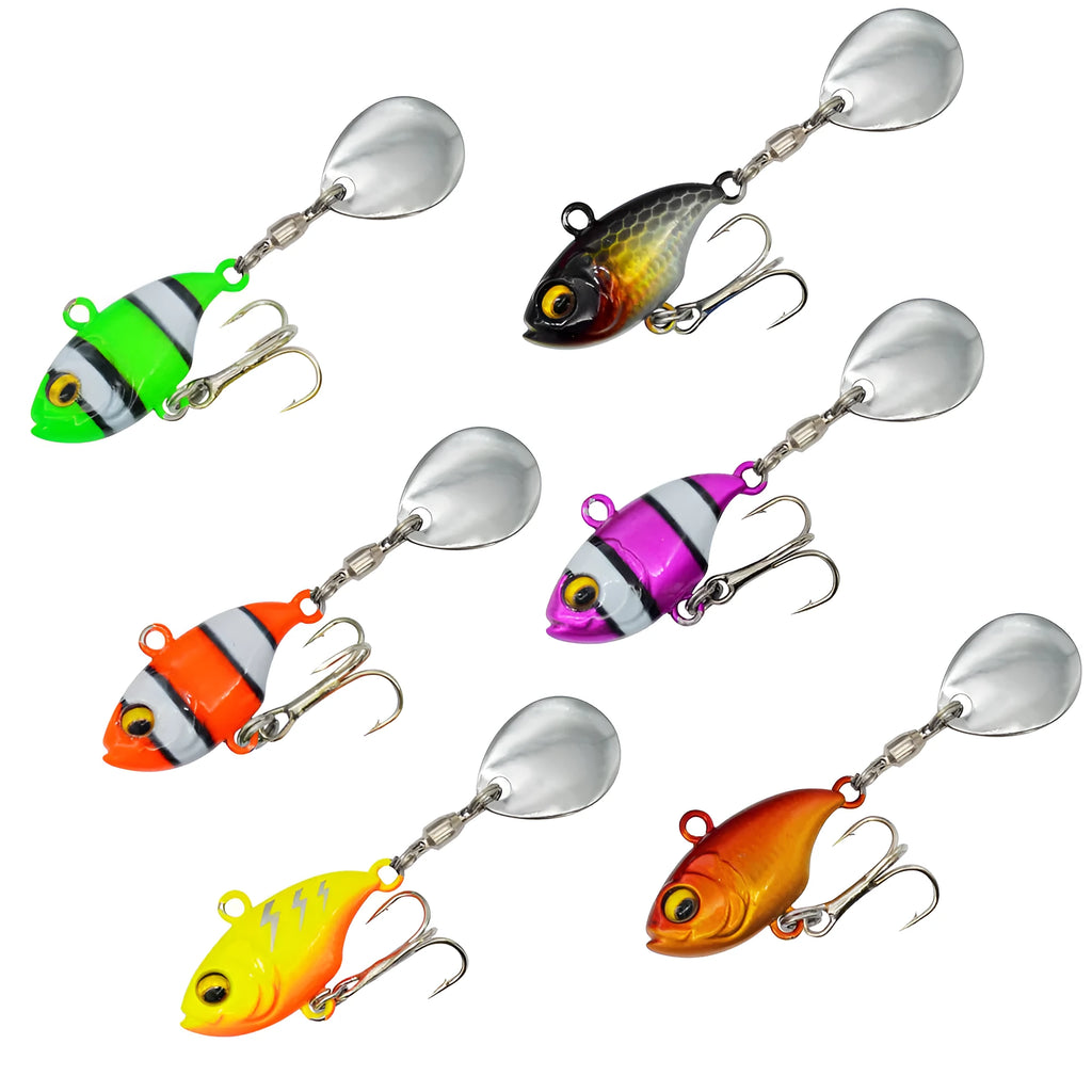 Metal sea fishing iron plate lure with rotating sequins in various colour patterns
