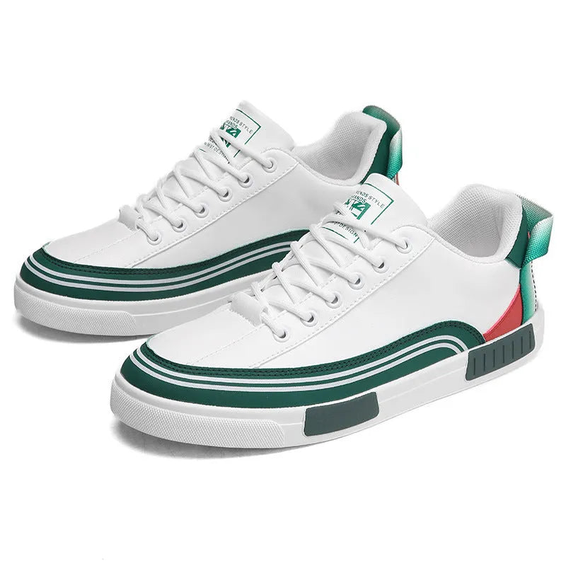 Men's canvas casual shoes with section mesh design in beige and white with green colour options