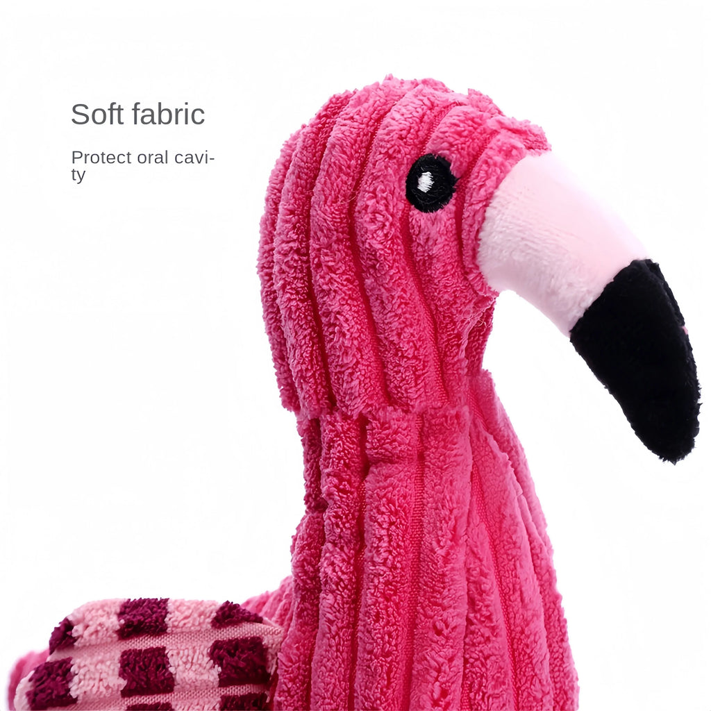 Pink corduroy animal-shaped squeaky dog toys for small and large breeds