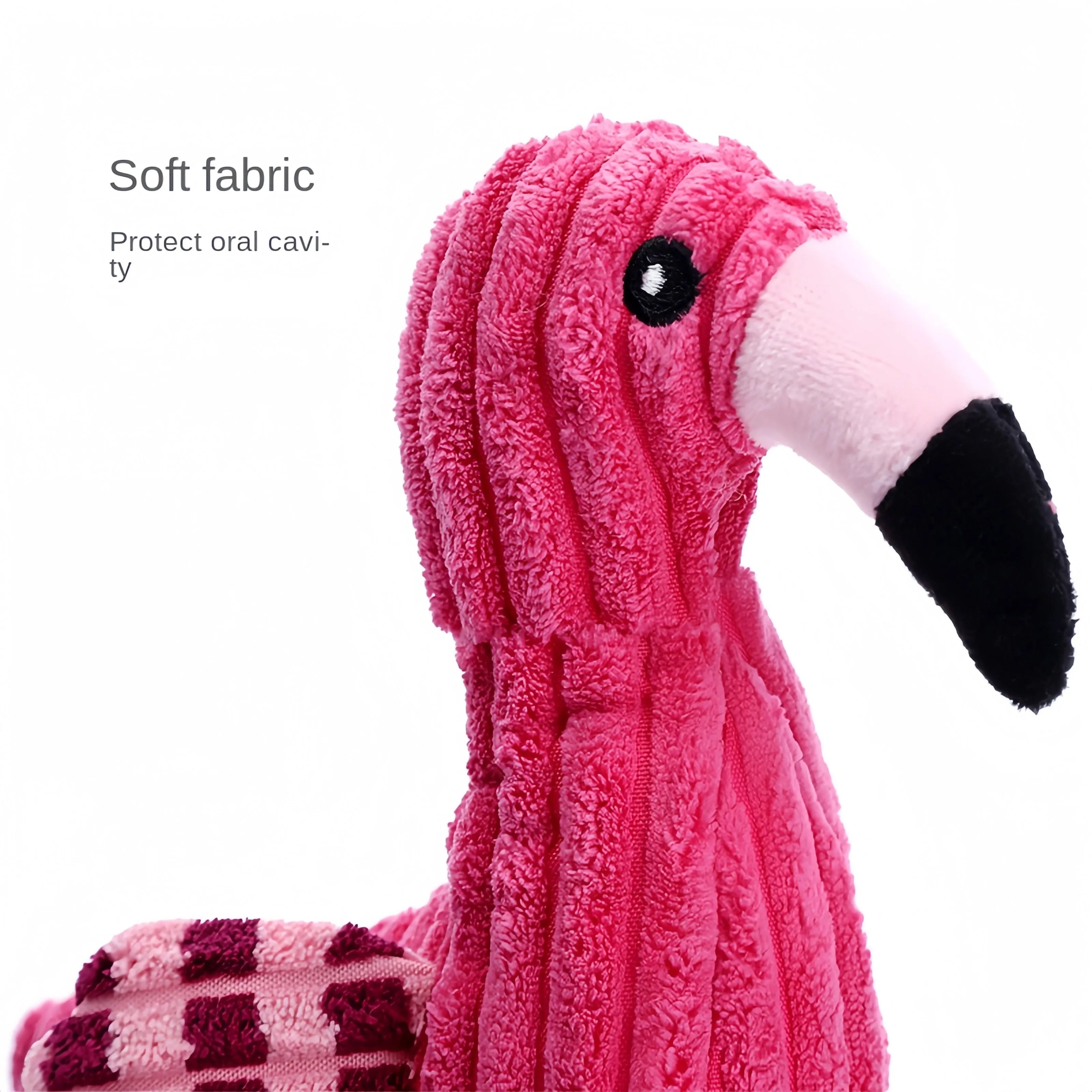 Pink corduroy animal-shaped squeaky dog toys for small and large breeds