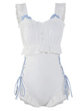 Women's milky white backless one-piece swimsuit made from pure nylon fabric