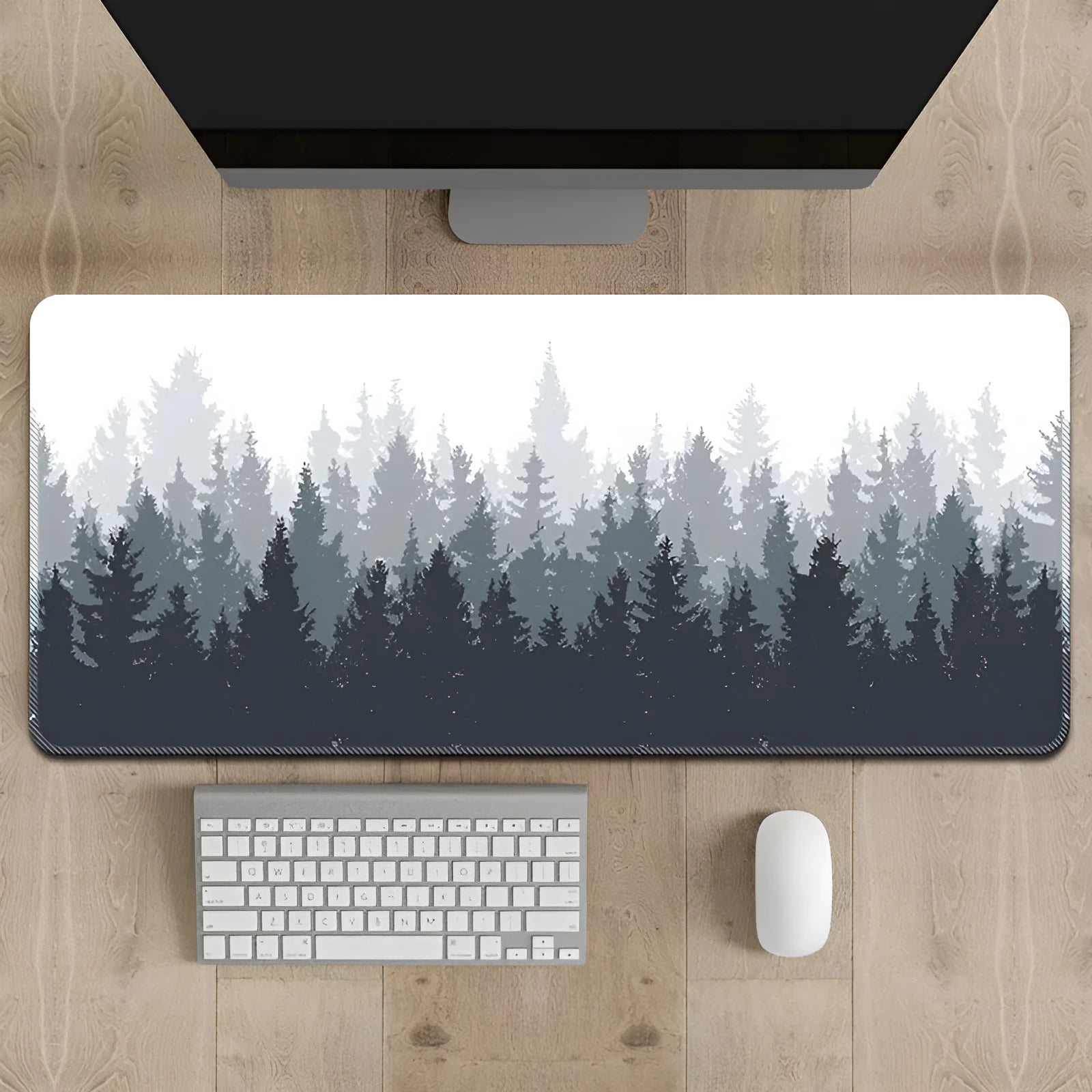 Chinese ink painting landscape design mouse pad desk mat on wooden table
