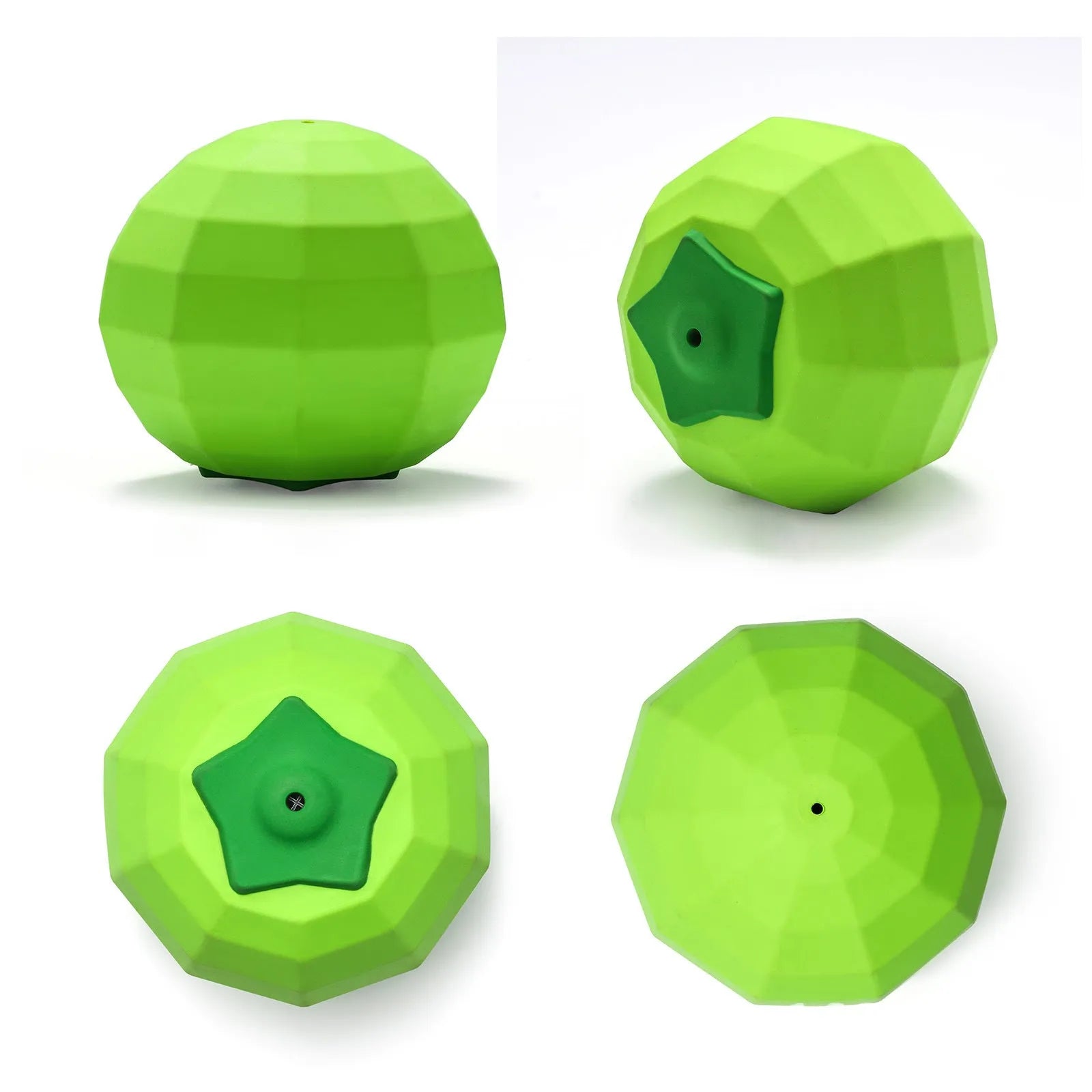 Green natural rubber dog chew toy with squeaker for large breed aggressive chewing dogs