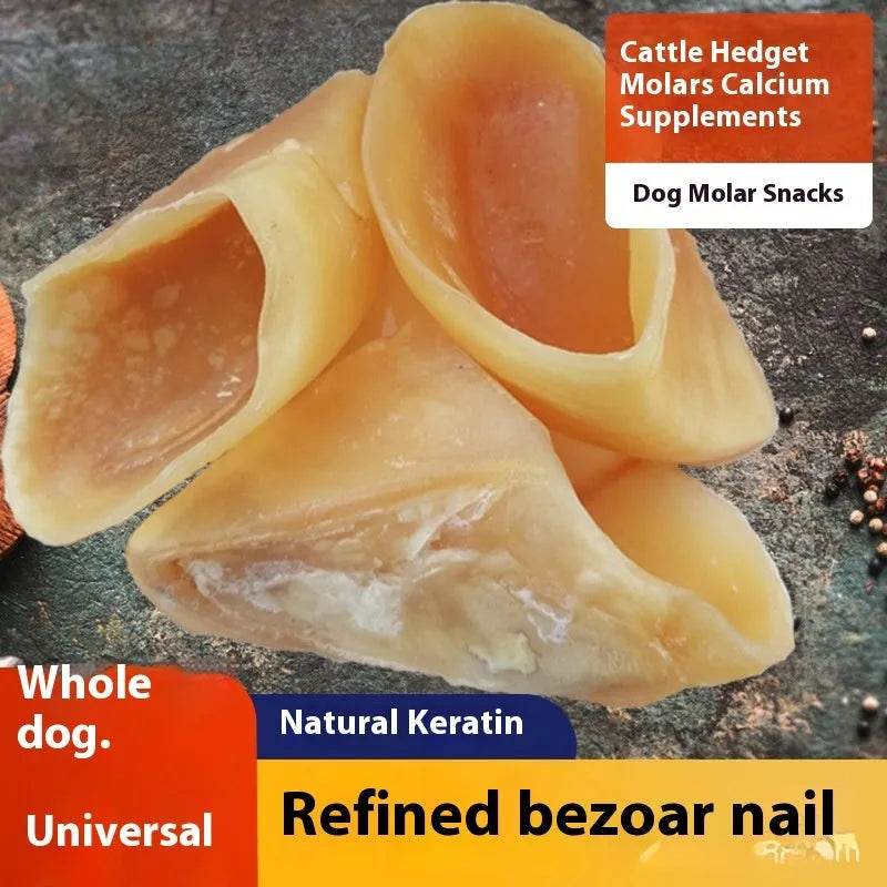 Natural cowhide dog grinding rod chew toy in hoof shell colour for small and medium-large dogs